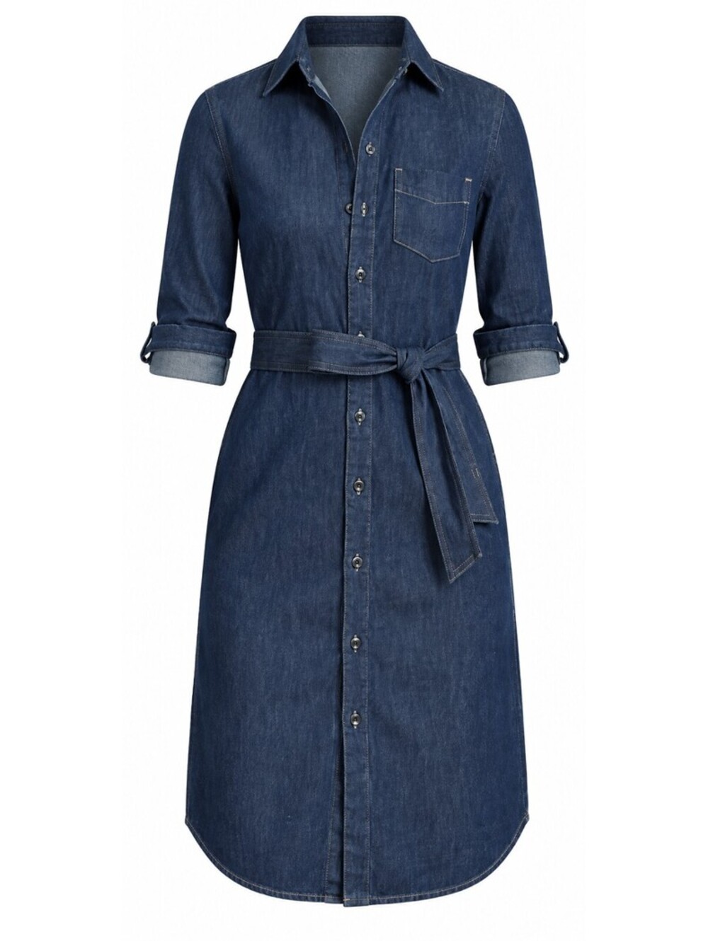 Lauren Ralph Lauren Women’s Large Denim Shirt Dress Belted Long Sleeve Blue